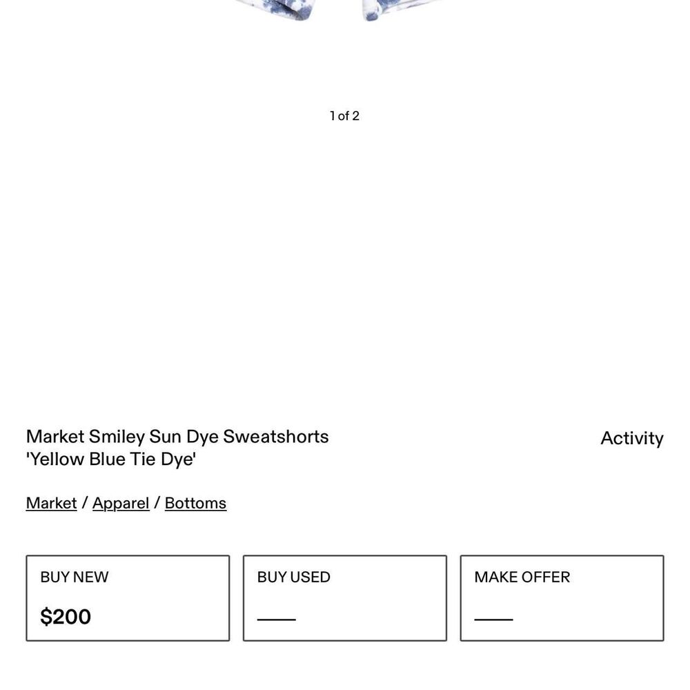 chinatown market blue tie dye smiley face sweatshorts - Picture 4 of 4